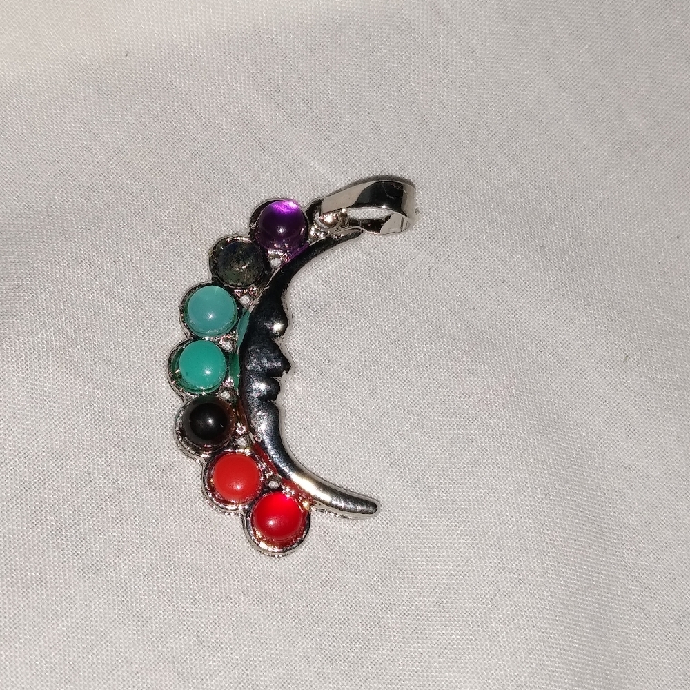 Chakra moon pendent